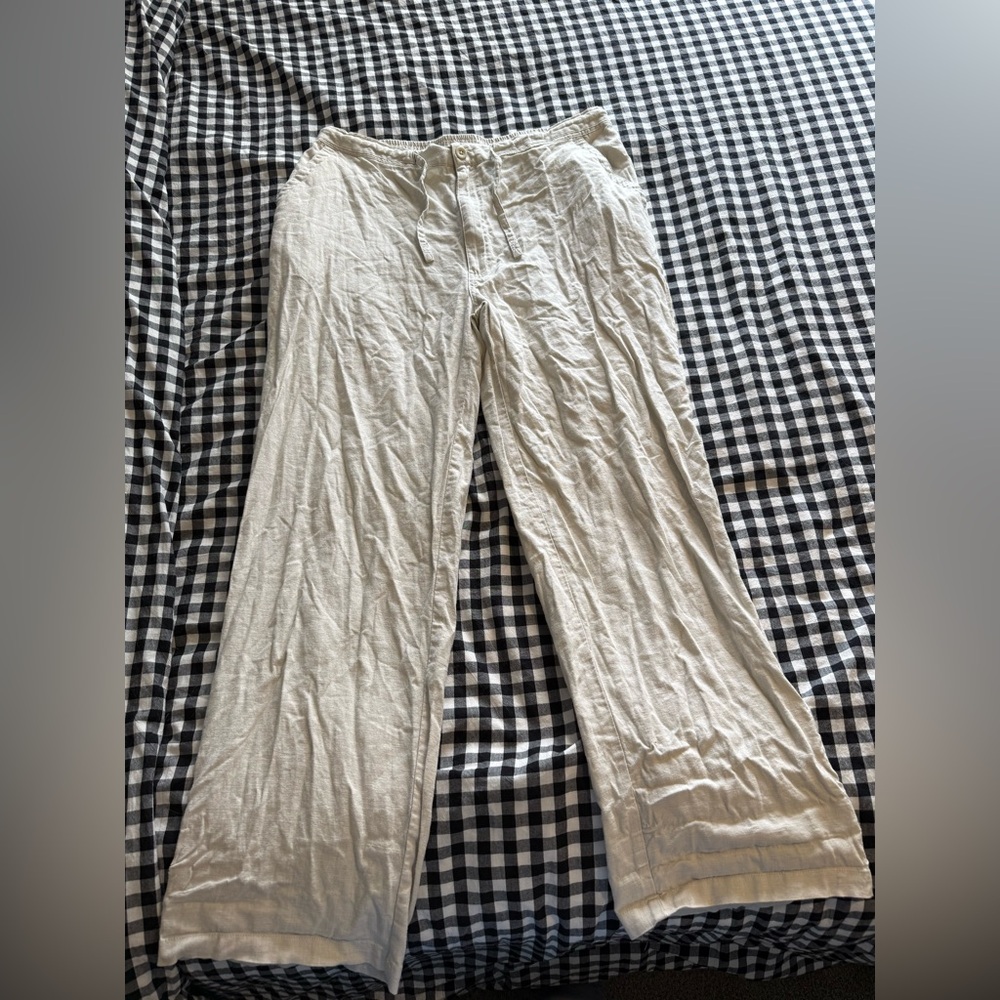 Casual Cream Wide-Leg Pants